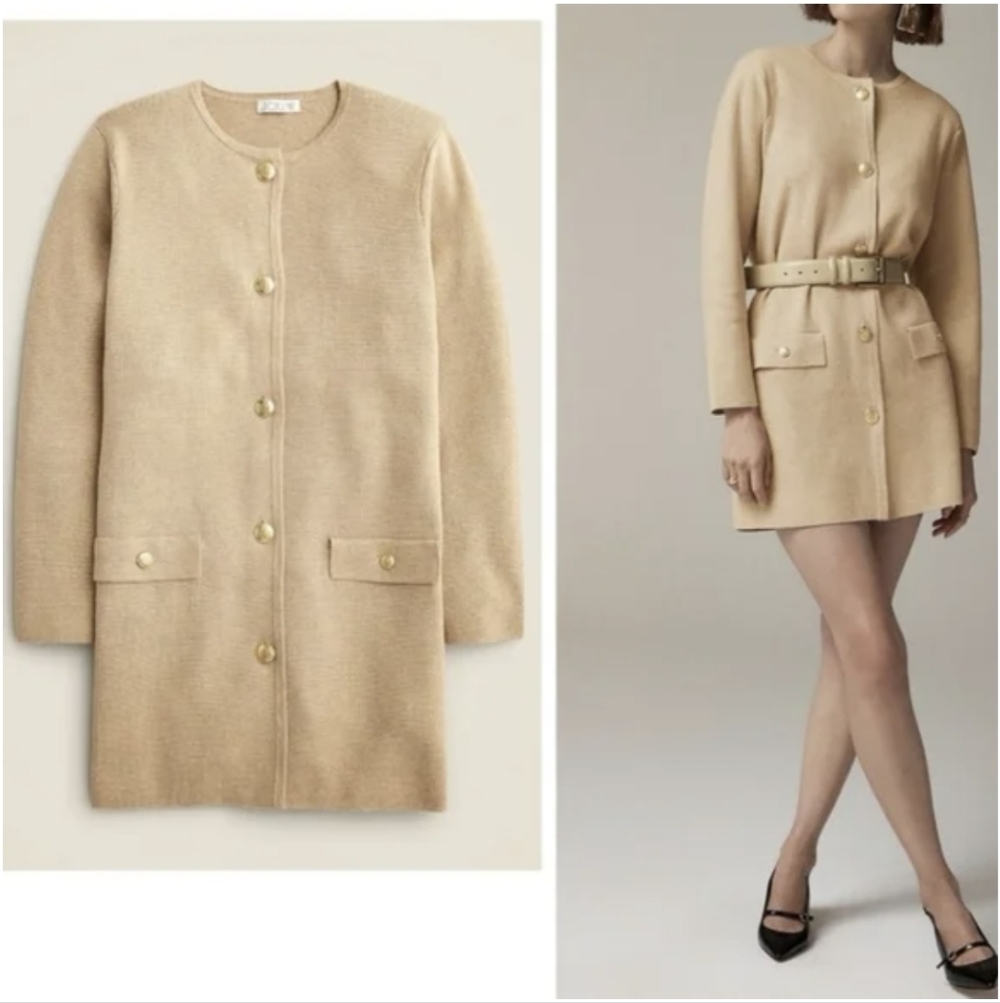 J. Crew Tan Cotton Cardigan with Gold Buttons Old Money Sophisticated Size XXL - Picture 2 of 10